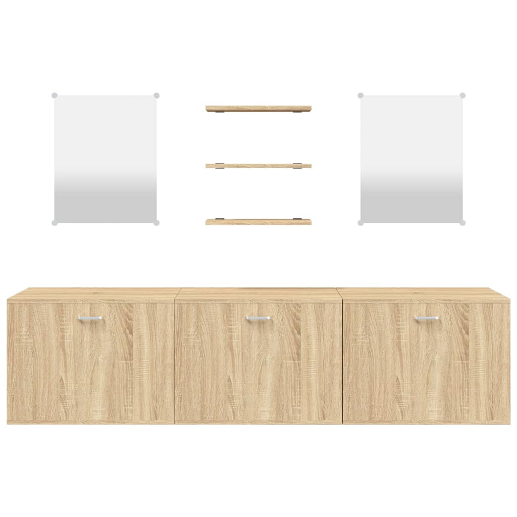 Set Mobili da Bagno 6 pz Rovere in Legno Multistrato 242566