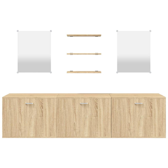 Set Mobili da Bagno 6 pz Rovere in Legno Multistrato 242566