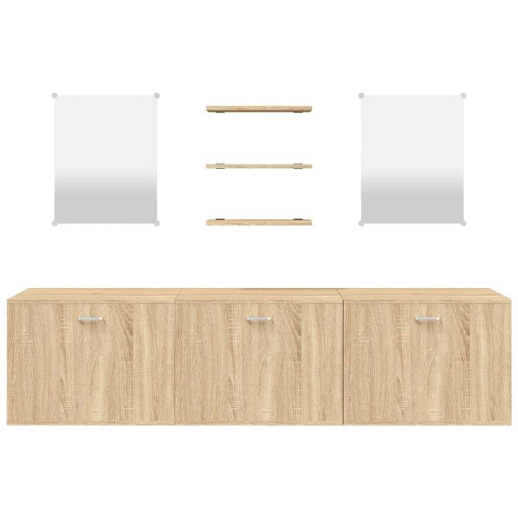 Set Mobili da Bagno 6 pz Rovere in Legno Multistrato 242566