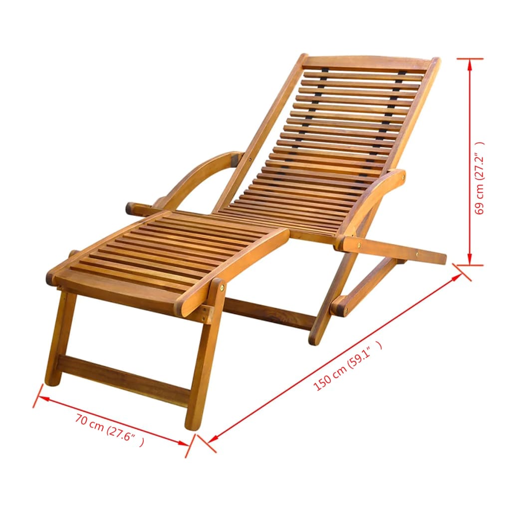 Sedia a Sdraio con Poggiagambe in Massello di Acacia cod mxl 13335