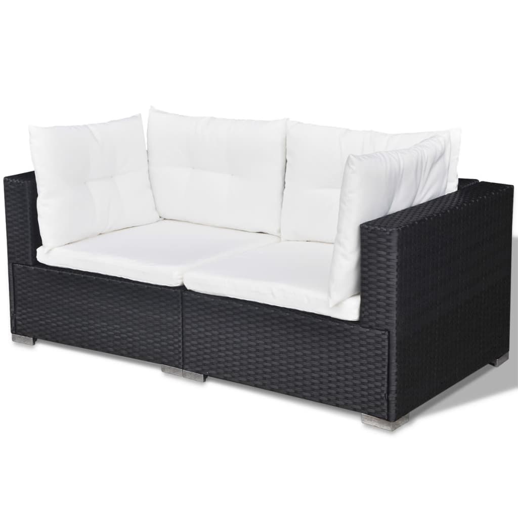 Set Divani da Giardino 5 pz con Cuscini in Polyrattan Nero