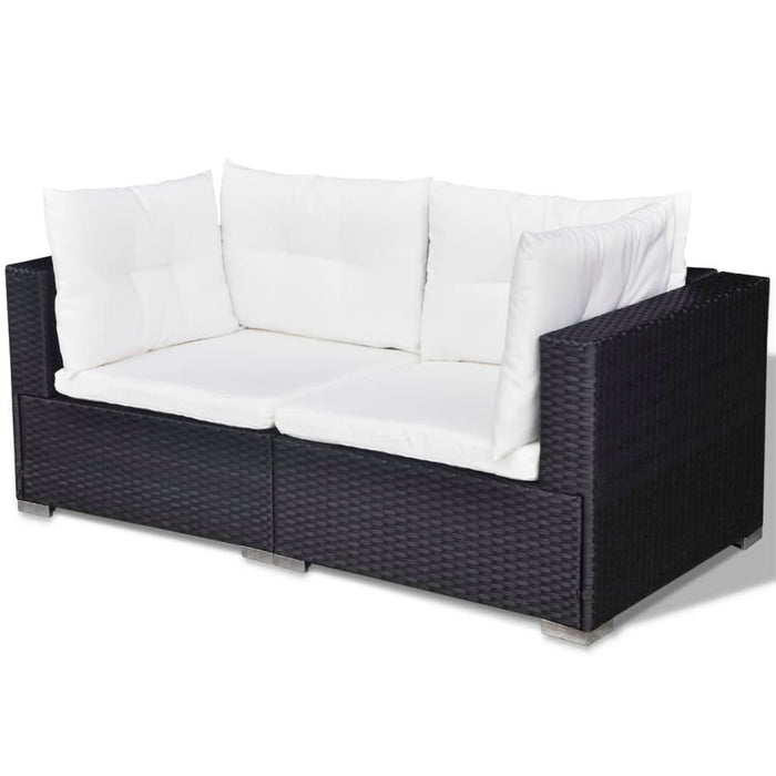 Set Divani da Giardino 5 pz con Cuscini in Polyrattan Nero