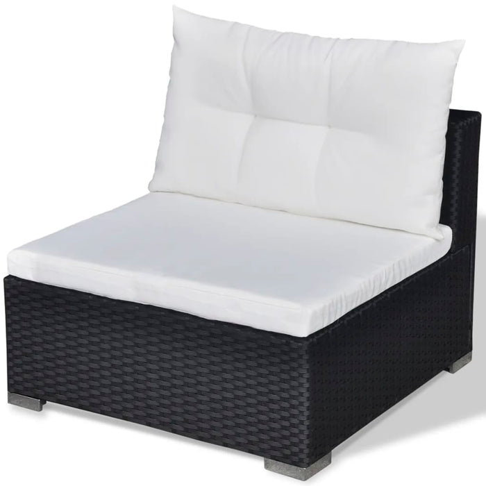 Set Divani da Giardino 5 pz con Cuscini in Polyrattan Nero