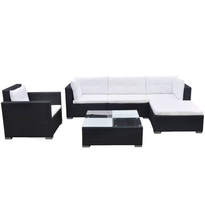 Set Divani da Giardino 6 pz con Cuscini in Polyrattan Nero cod mxl 33127