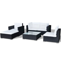 Set Divani da Giardino 6 pz con Cuscini in Polyrattan Nero cod mxl 33127