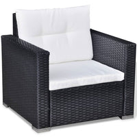 Set Divani da Giardino 6 pz con Cuscini in Polyrattan Nero cod mxl 33127