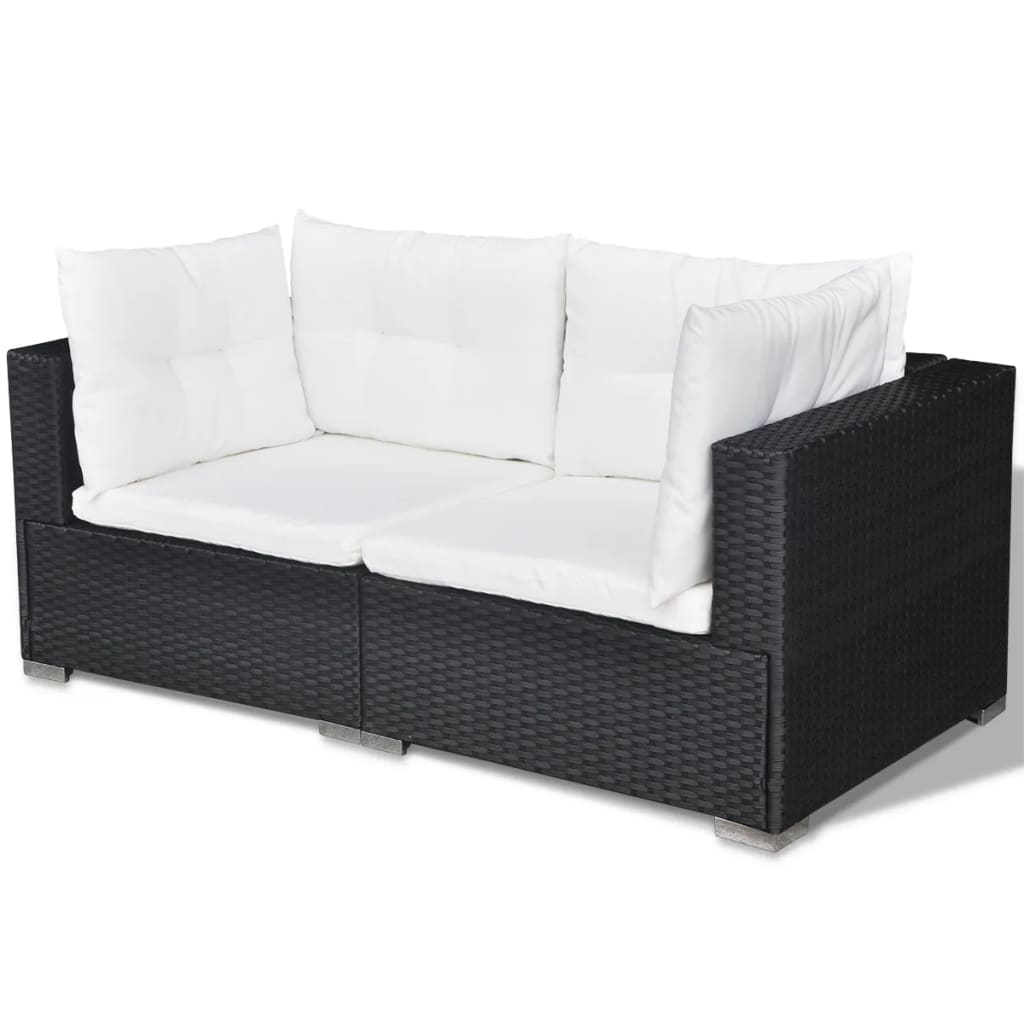 Set Divani da Giardino 6 pz con Cuscini in Polyrattan Nero cod mxl 33127