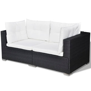 Set Divani da Giardino 6 pz con Cuscini in Polyrattan Nero cod mxl 33127