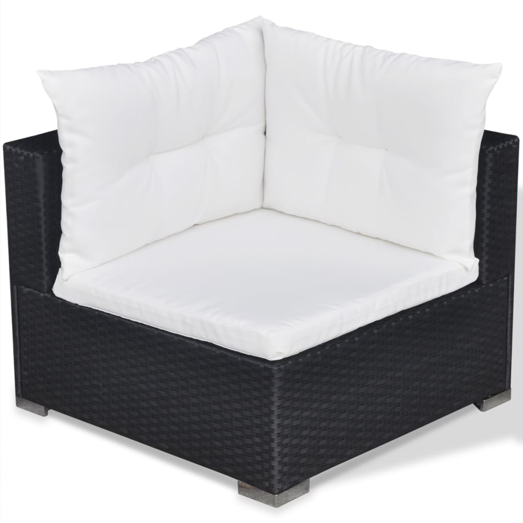 Set Divani da Giardino 6 pz con Cuscini in Polyrattan Nero cod mxl 33127