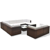 Set Divani da Giardino 10 pz con Cuscini in Polyrattan Marrone cod mxl 42262