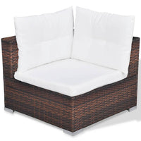 Set Divani da Giardino 10 pz con Cuscini in Polyrattan Marrone 41877