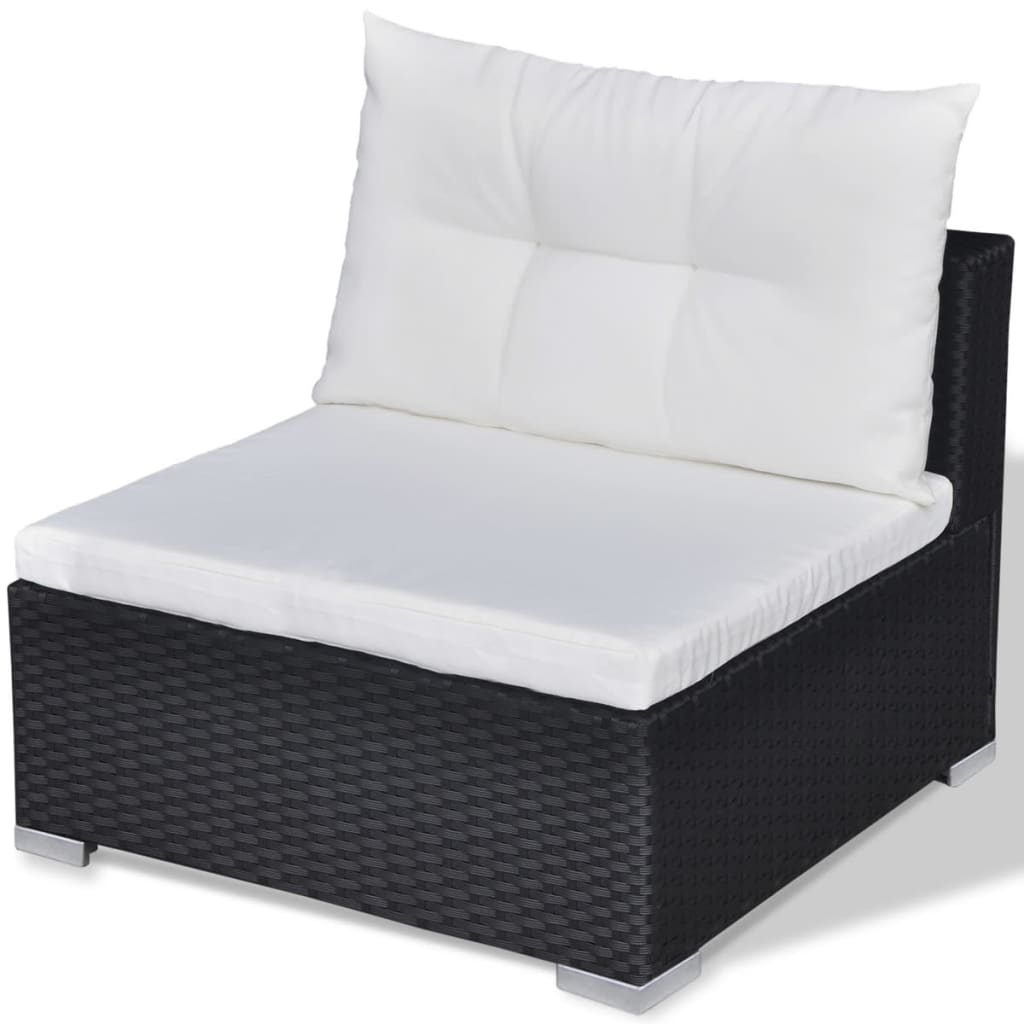 Set Divani da Giardino 10 pz con Cuscini in Polyrattan Nero