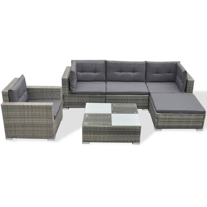 Set Divani da Giardino 6 pz con Cuscini in Polyrattan Grigio cod mxl 35705