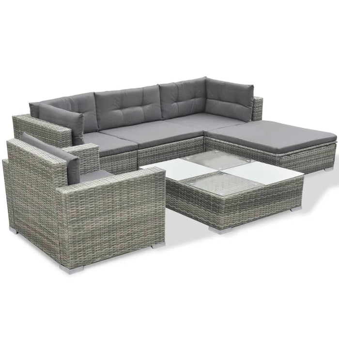 Set Divani da Giardino 6 pz con Cuscini in Polyrattan Grigio cod mxl 35705