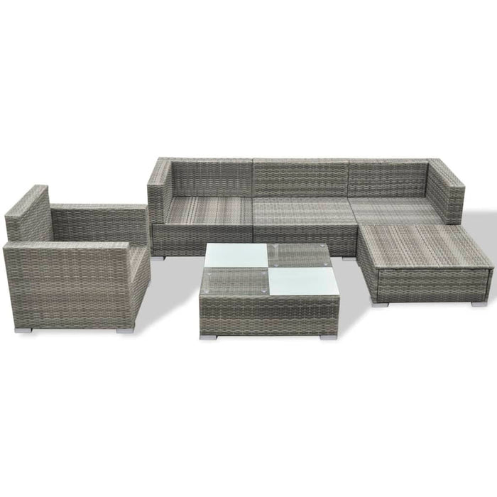 Set Divani da Giardino 6 pz con Cuscini in Polyrattan Grigio cod mxl 35705