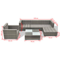 Set Divani da Giardino 6 pz con Cuscini in Polyrattan Grigio cod mxl 35705