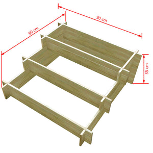 Fioriera a 3 Livelli 90x90x35 cm in Legno Impregnato cod mxl 67340