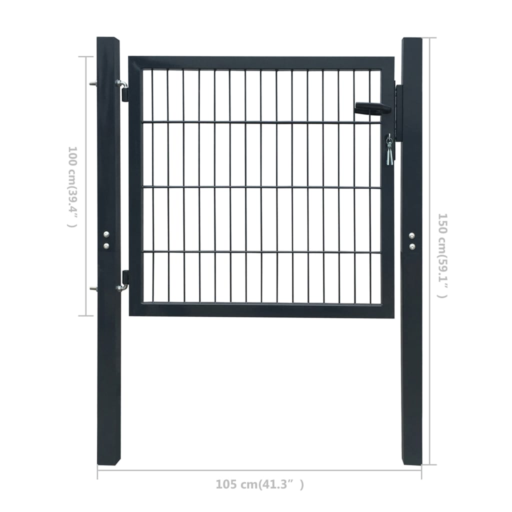 Cancello per Recinzione in Acciaio Antracite 105x150 cm 142026