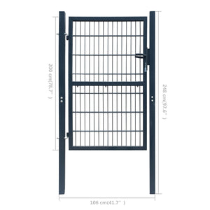 Cancello per Recinzione in Acciaio 106x248 cm Antracite cod mxl 40604