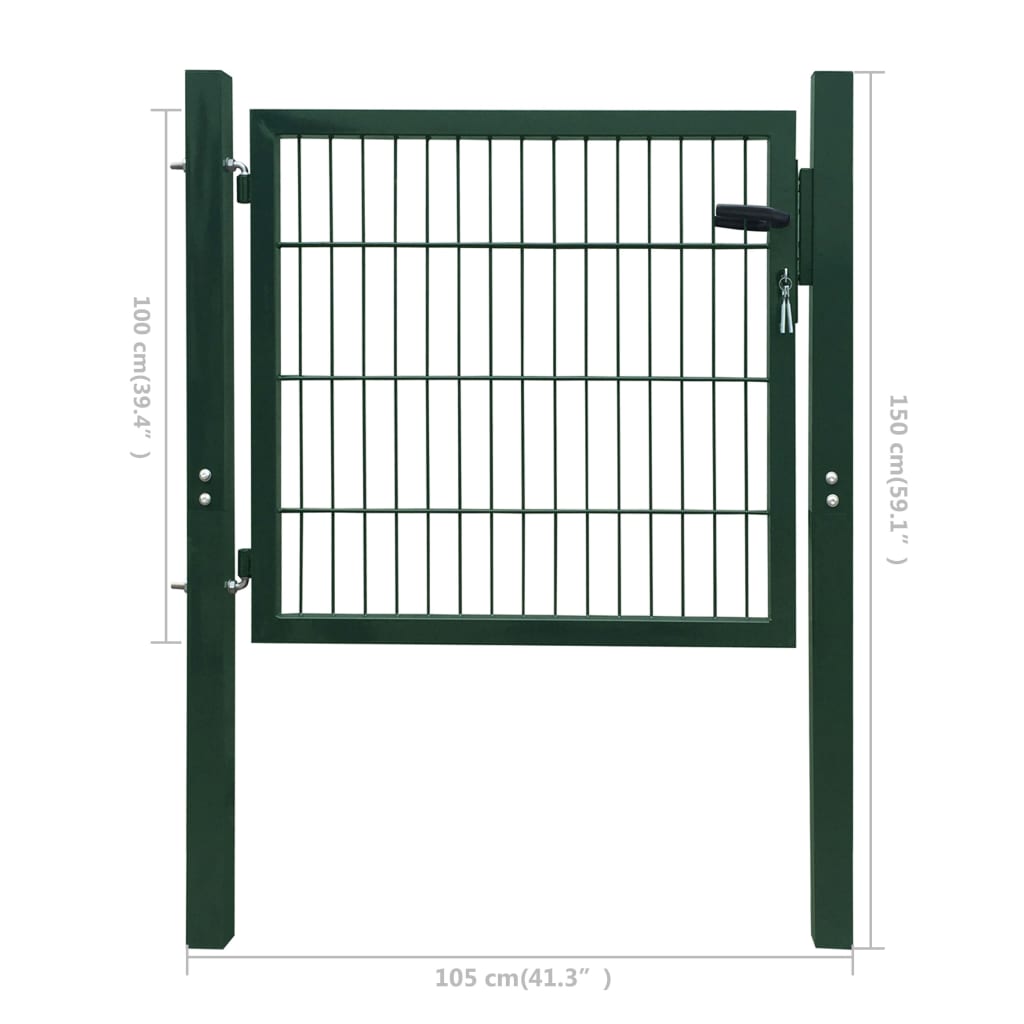 Cancello per Recinzione in Acciaio Verde 105x150 cm 142028