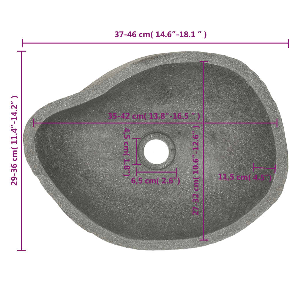 Lavandino in Pietra di Fiume Ovale 37-46 cm 242667