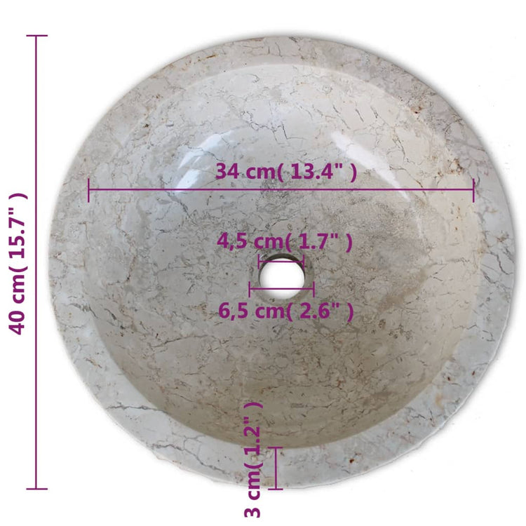 Lavandino in Marmo 40 cm Crema cod mxl 51929