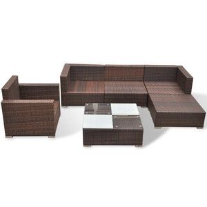 Set Divani da Giardino 6 pz con Cuscini in Polyrattan Marrone 42101