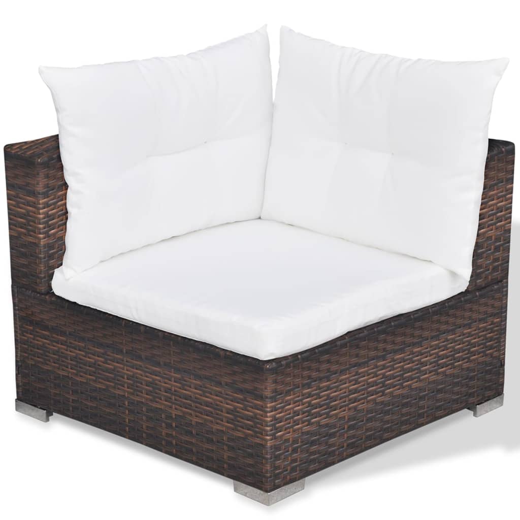 Set Divani da Giardino 6 pz con Cuscini in Polyrattan Marrone 42101