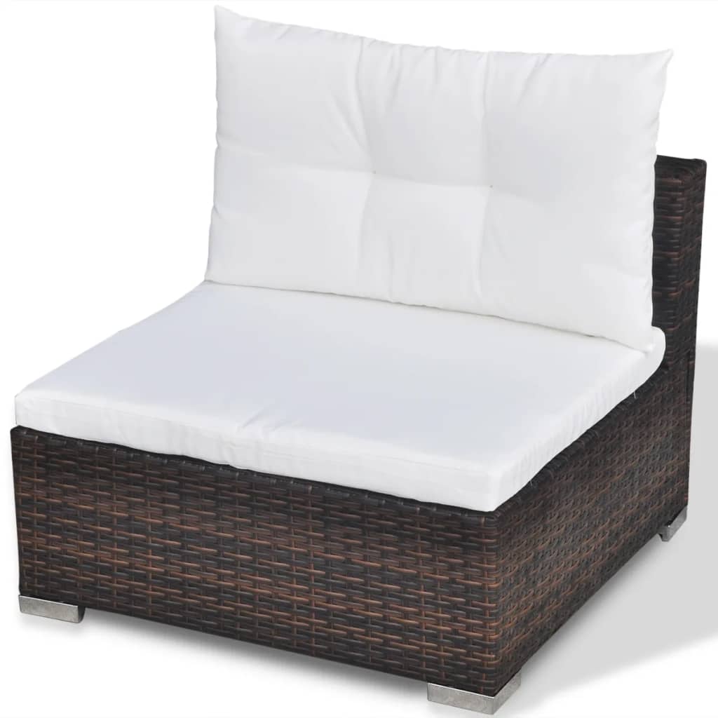 Set Divani da Giardino 6 pz con Cuscini in Polyrattan Marrone 42101