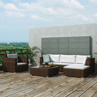 Set Divani da Giardino 6 pz con Cuscini in Polyrattan Marrone 42101