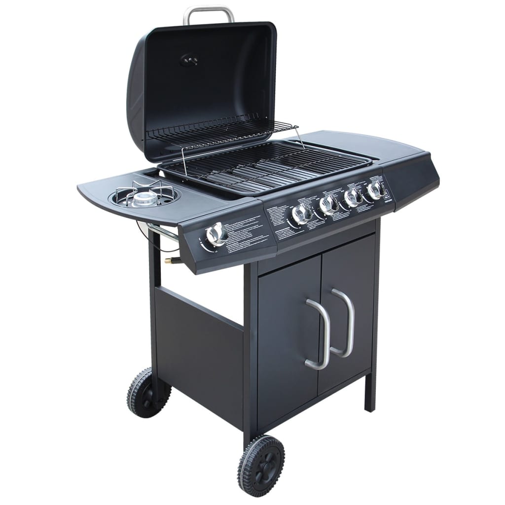 Barbecue e Griglia a Gas 4+1 Fornelli Nero  cod mxl 9273