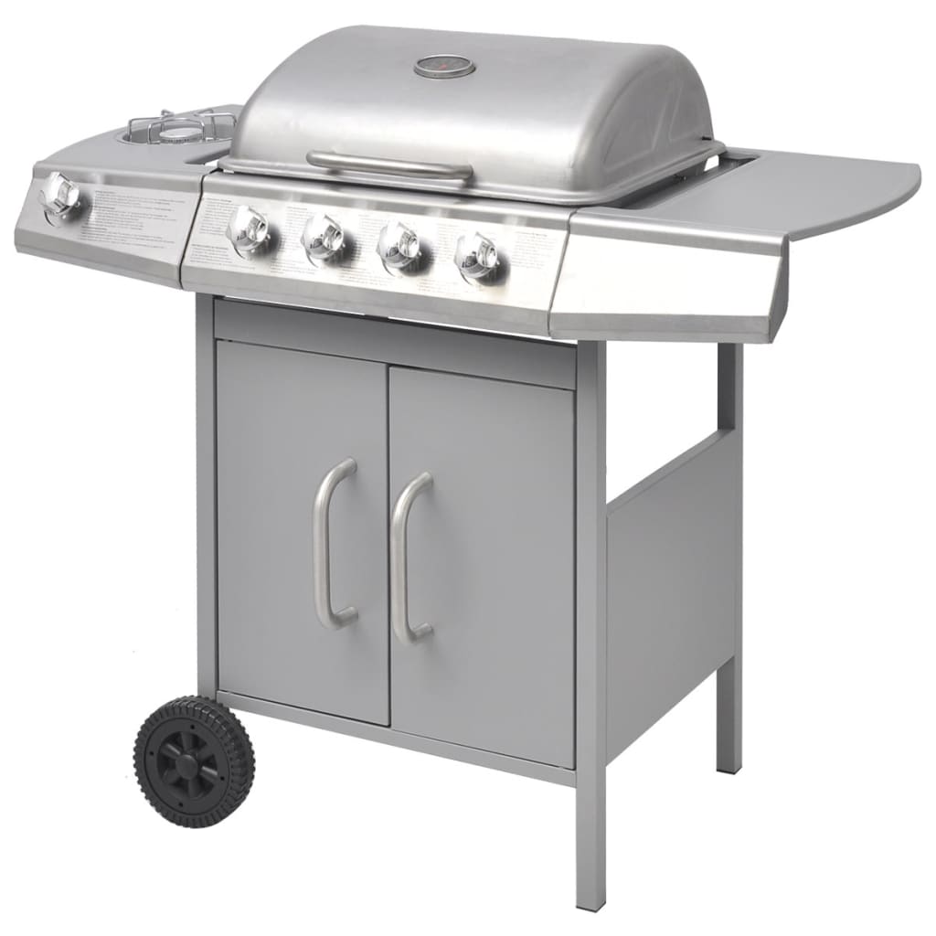 Griglia Barbecue a Gas 4+1 Fornelli Argento 