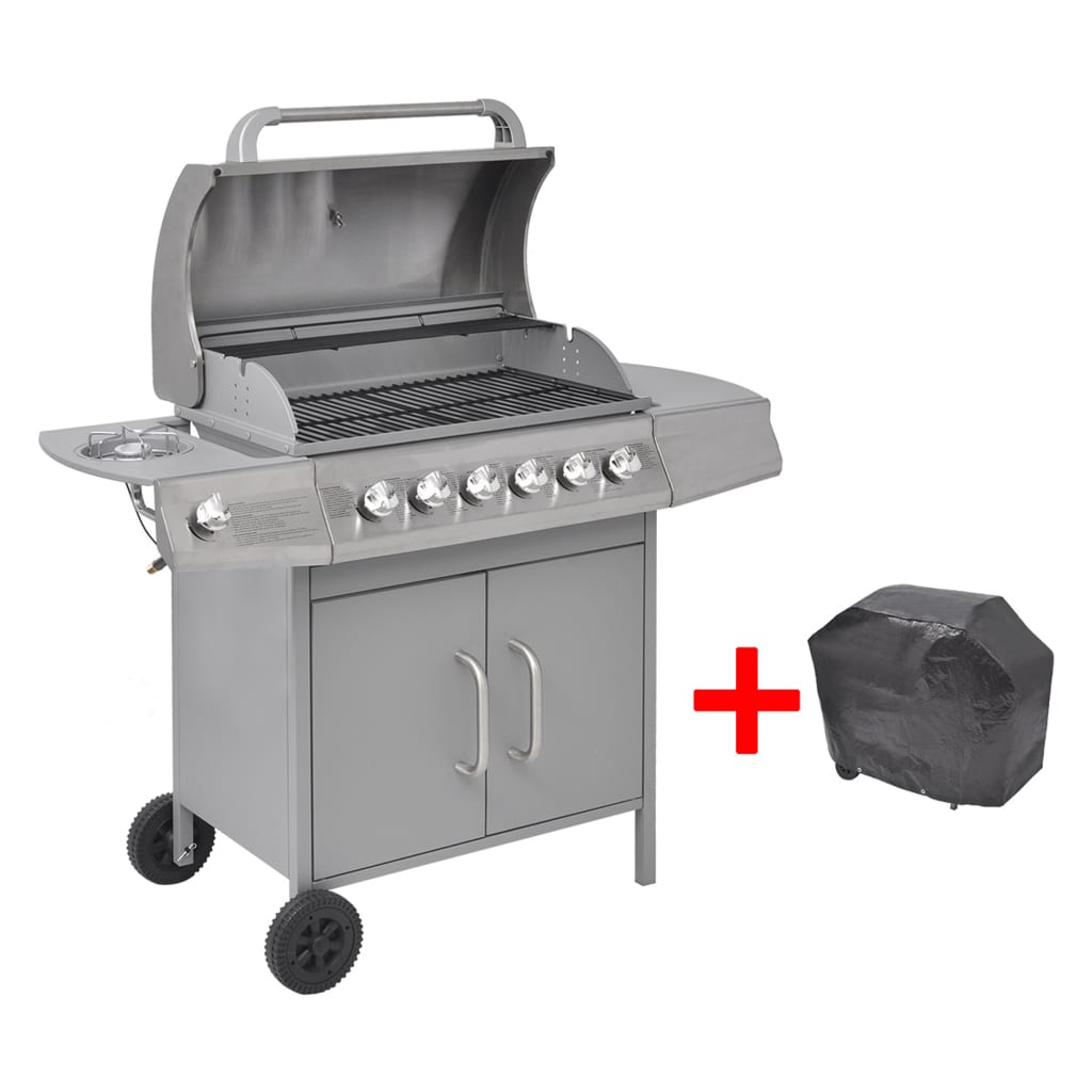 Griglia Barbecue a Gas 6+1 Fornelli Argento 