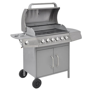 Griglia Barbecue a Gas 6+1 Fornelli Argento 41909