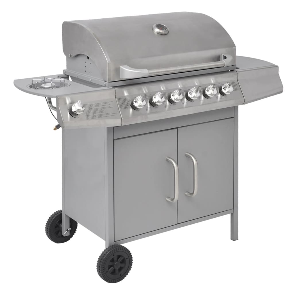 Griglia Barbecue a Gas 6+1 Fornelli Argento 