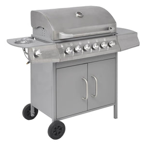 Griglia Barbecue a Gas 6+1 Fornelli Argento 41909