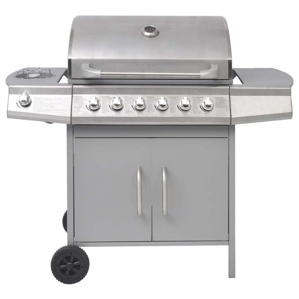 Griglia Barbecue a Gas 6+1 Fornelli Argento 