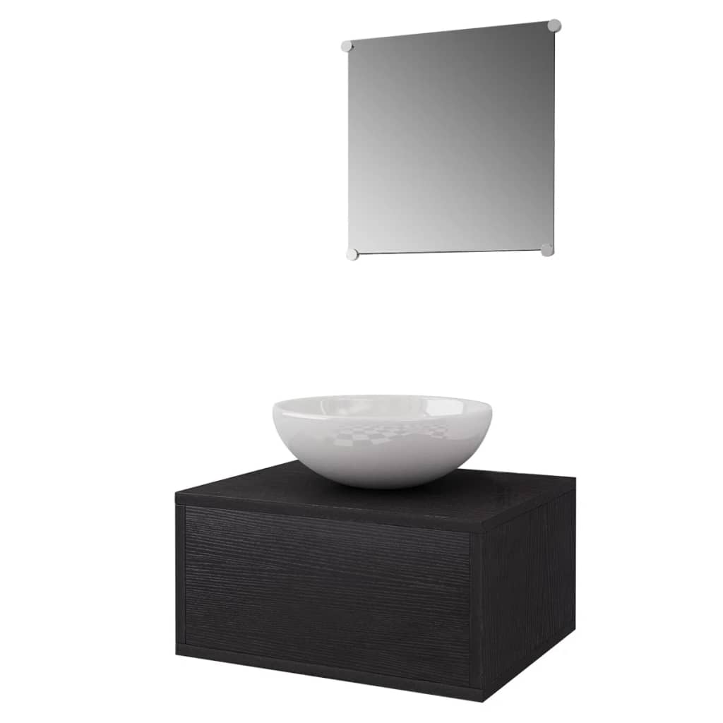 Set Mobili da Bagno con Lavabo 3 pz Nero 272225