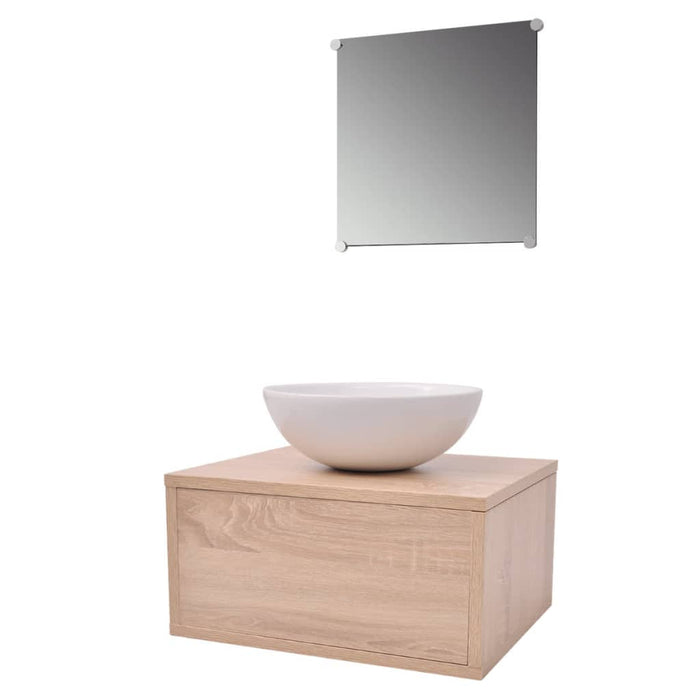 Mobili da Bagno con Lavabo Set 3 pz Beige