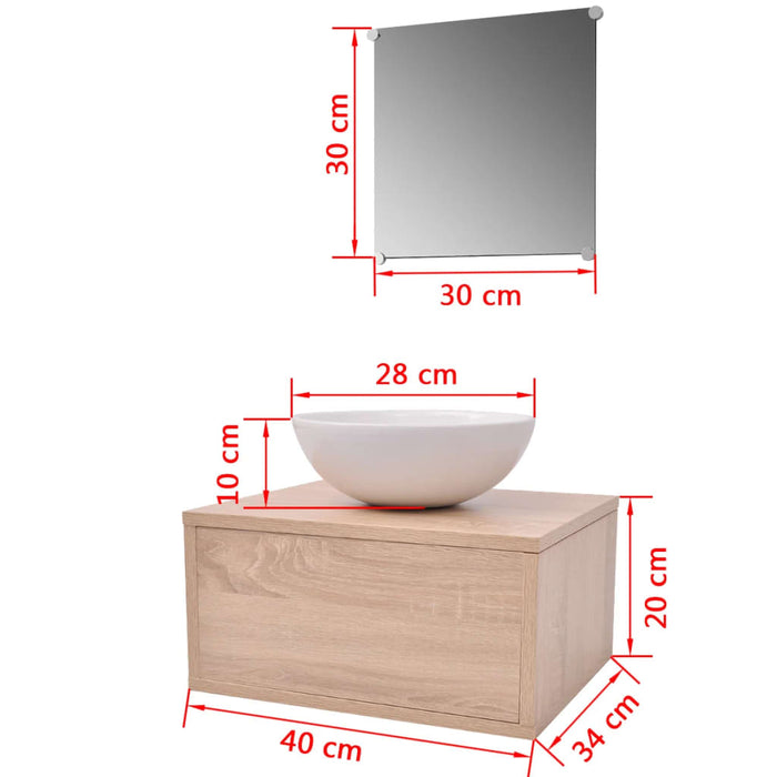 Mobili da Bagno con Lavabo Set 3 pz Beige