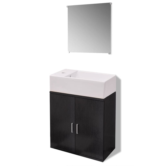 Set Mobili da Bagno e Lavandino 3 pz Nero 