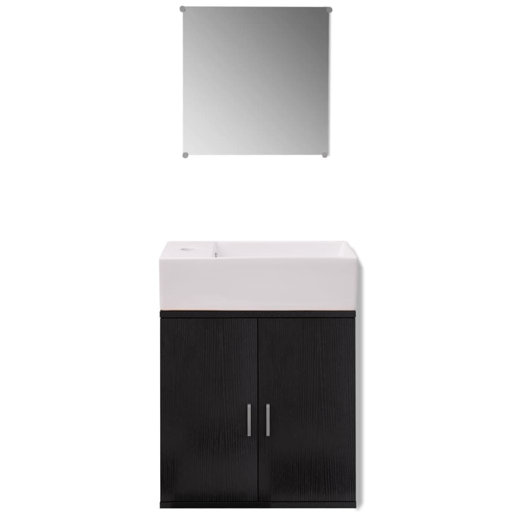 Set Mobili da Bagno e Lavandino 3 pz Nero 