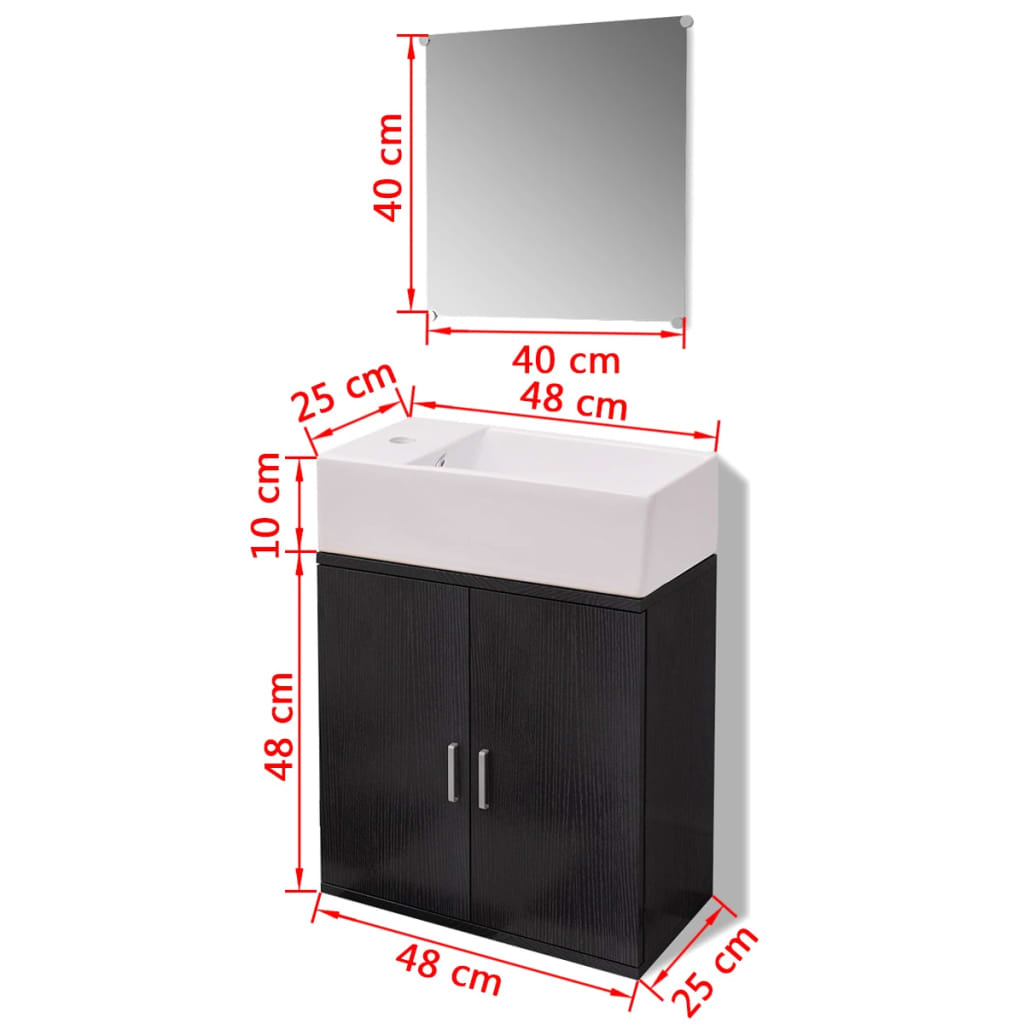 Set Mobili da Bagno con Lavabo 3 pz Nero 272227