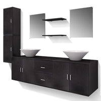 Mobili da Bagno con Lavabo Set 9 pz Nero