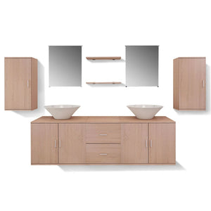 Set Mobili da Bagno 9 pz con Lavandino Beige