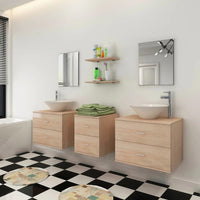 Set Mobili da Bagno con Lavandino 7 pz Beige cod mxl 10378