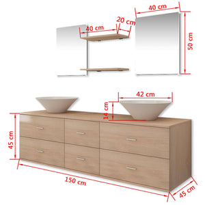 Set Mobili da Bagno con Lavandino 7 pz Beige