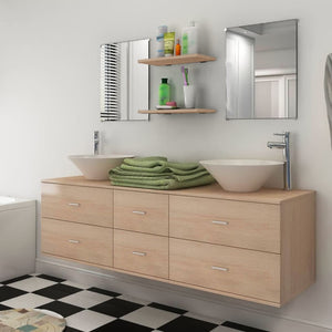 Set Mobili da Bagno con Lavandino 7 pz Beige