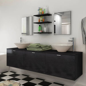 Set Mobili da Bagno 8 pz con Lavandino Nero