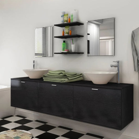 Set Mobili da Bagno 8 pz con Lavandino Nero cod mxl 31353